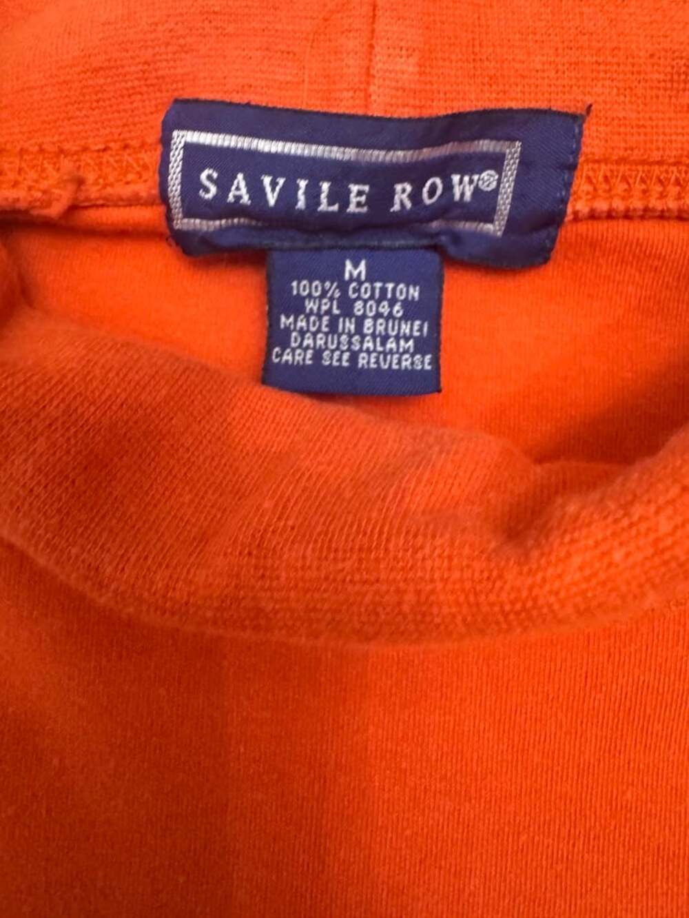 Men’s Orange Cotton Turtleneck Long Sleeve Top Medium - Picture 2 of 5
